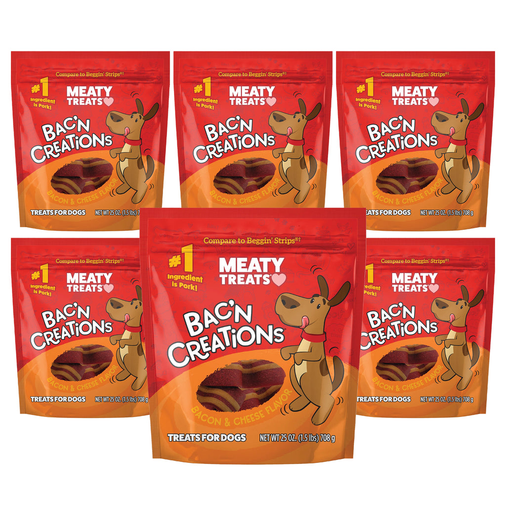 Bak'n Creations Bacon & Cheese Dog Treats | 6 oz, 25 oz | Meaty Treats