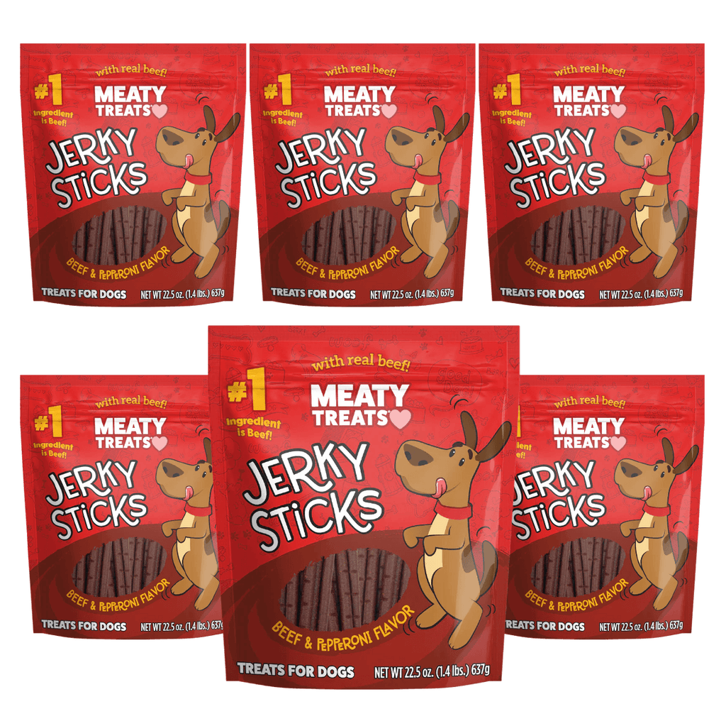 Beef & Pepperoni Jerky Sticks for Dogs | 22.5 oz, 5.6 oz | Meaty Treats