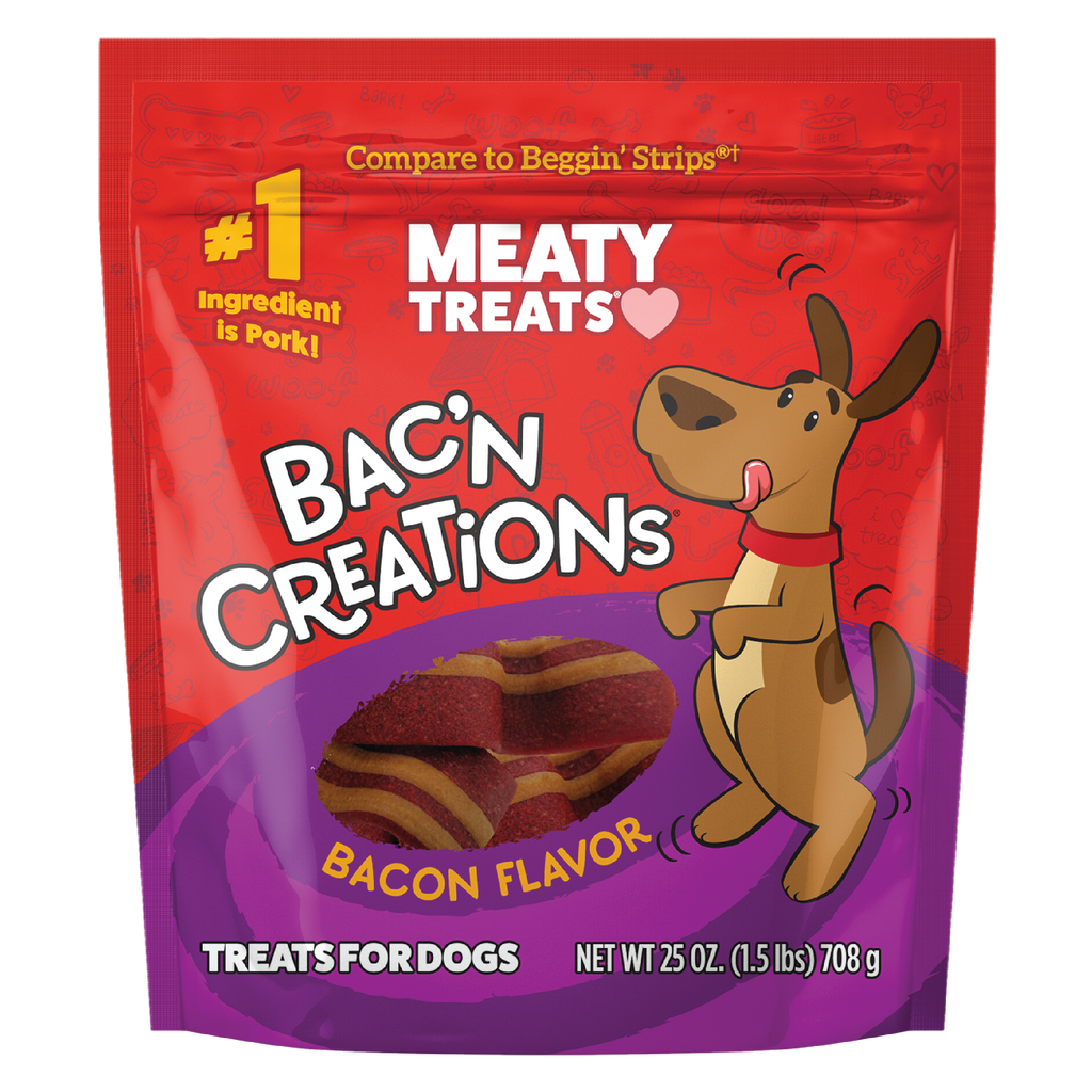 Bak'n Creations Bacon Dog Treats | 6 oz, 25 oz | Meaty Treats