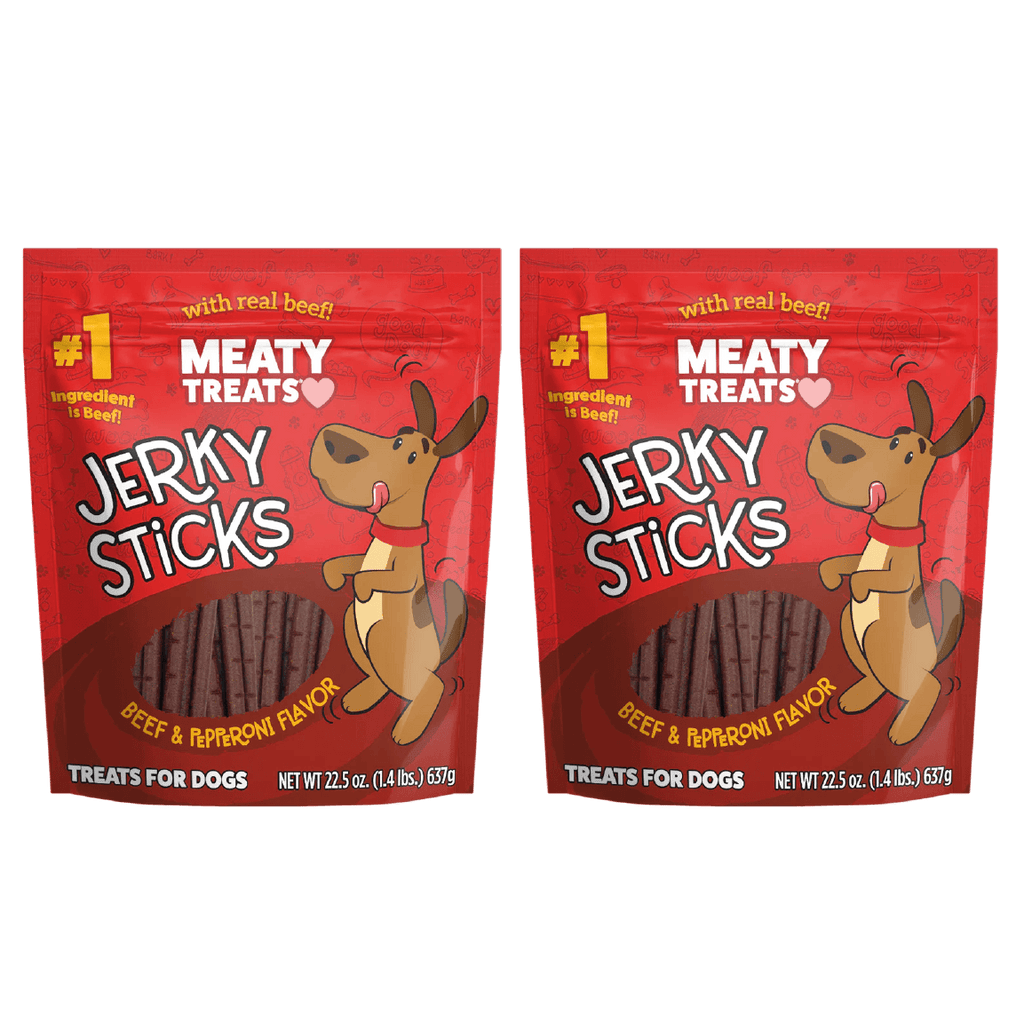 Beef & Pepperoni Jerky Sticks for Dogs | 22.5 oz, 5.6 oz | Meaty Treats