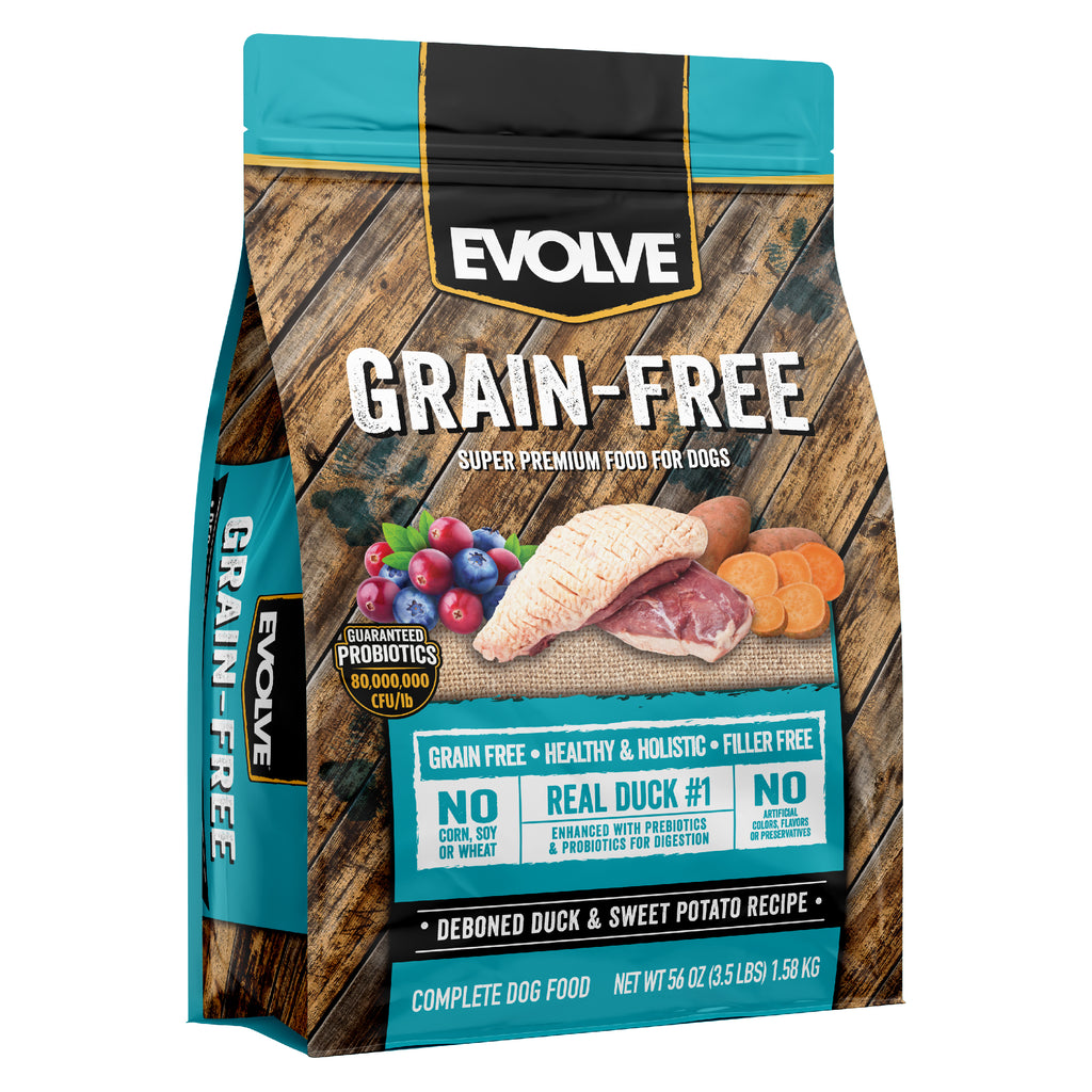 Grain Free Duck & Sweet Potato Recipe Dog Food | 3.5 LB, 12 LB | Evolve