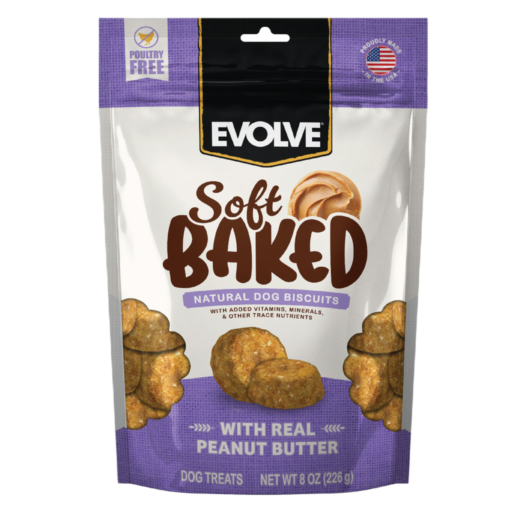 Soft Baked Dog Biscuits with Real Peanut Butter | 8 oz | Evolve