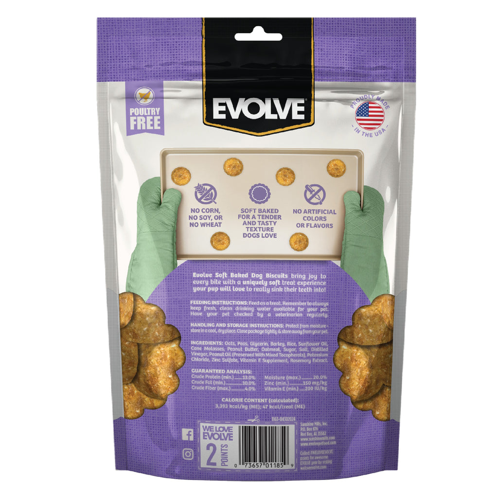 Soft Baked Dog Biscuits with Real Peanut Butter | 8 oz | Evolve