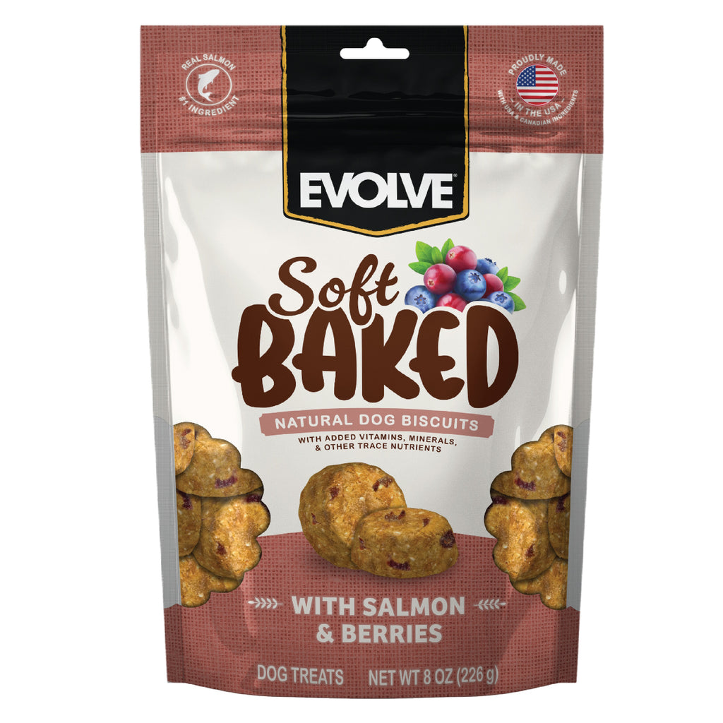 Soft Baked Dog Biscuits with Salmon & Berries | 8 oz | Evolve