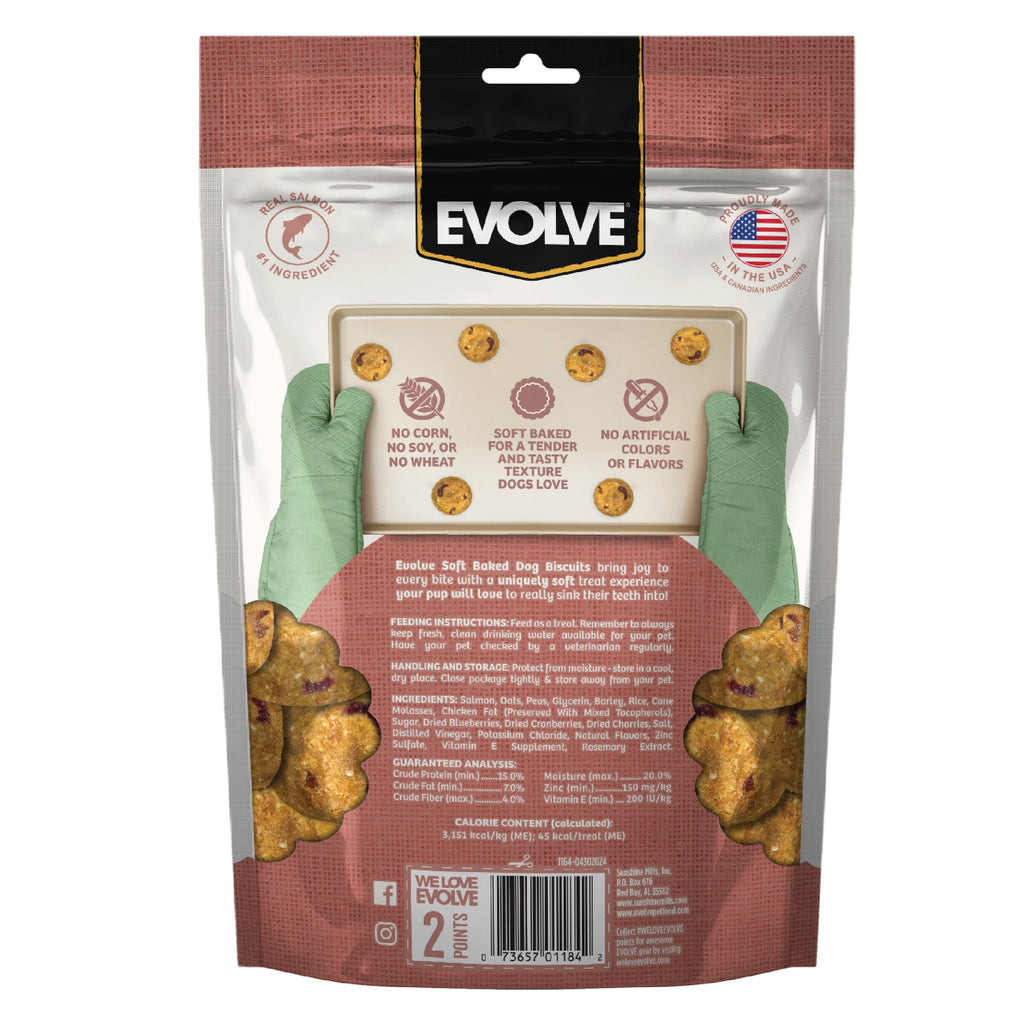 Soft Baked Dog Biscuits with Salmon & Berries | 8 oz | Evolve