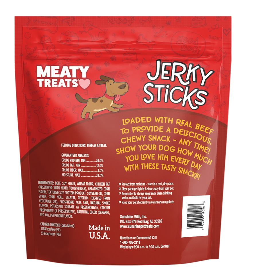 Beef & Pepperoni Jerky Sticks for Dogs | 22.5 oz, 5.6 oz | Meaty Treats